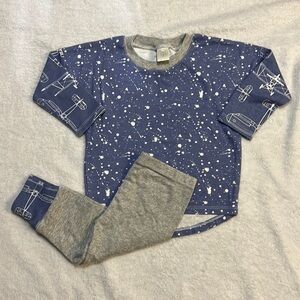 Tesa Babe 100% cotton long sleeve tee and pant set blue splatter paint airplane